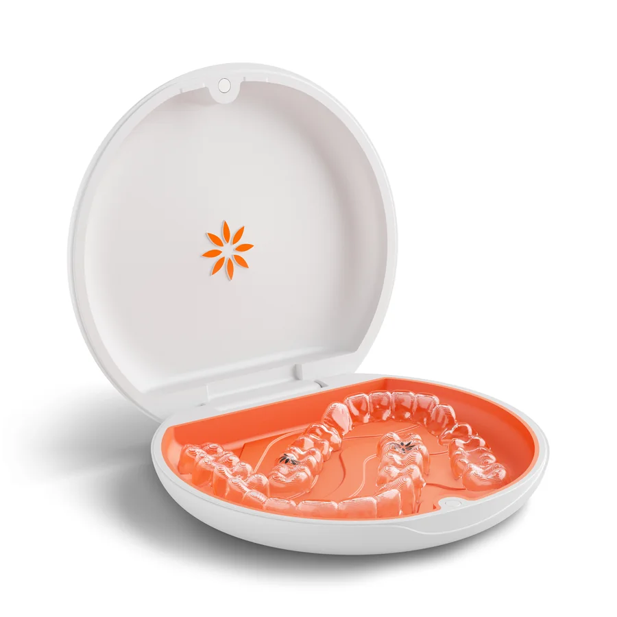 Clear aligners in an open Invisalign case